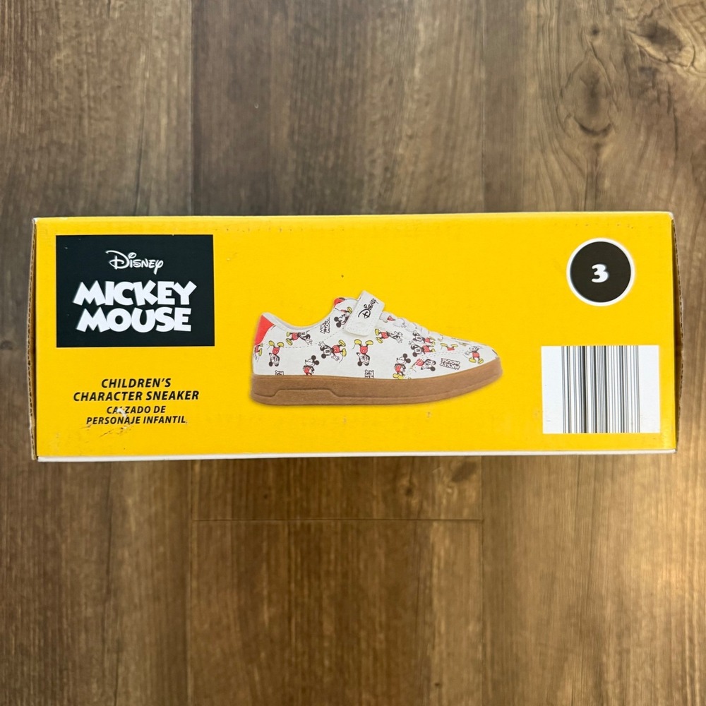 Disney Mickey Mouse Sneakers Kids Size 3 Cream Red Character Gum Sole Shoes - Picture 6 of 6
